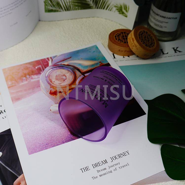 5.6oz 160g Purple Glass Candle Cup with Logo on The Surface