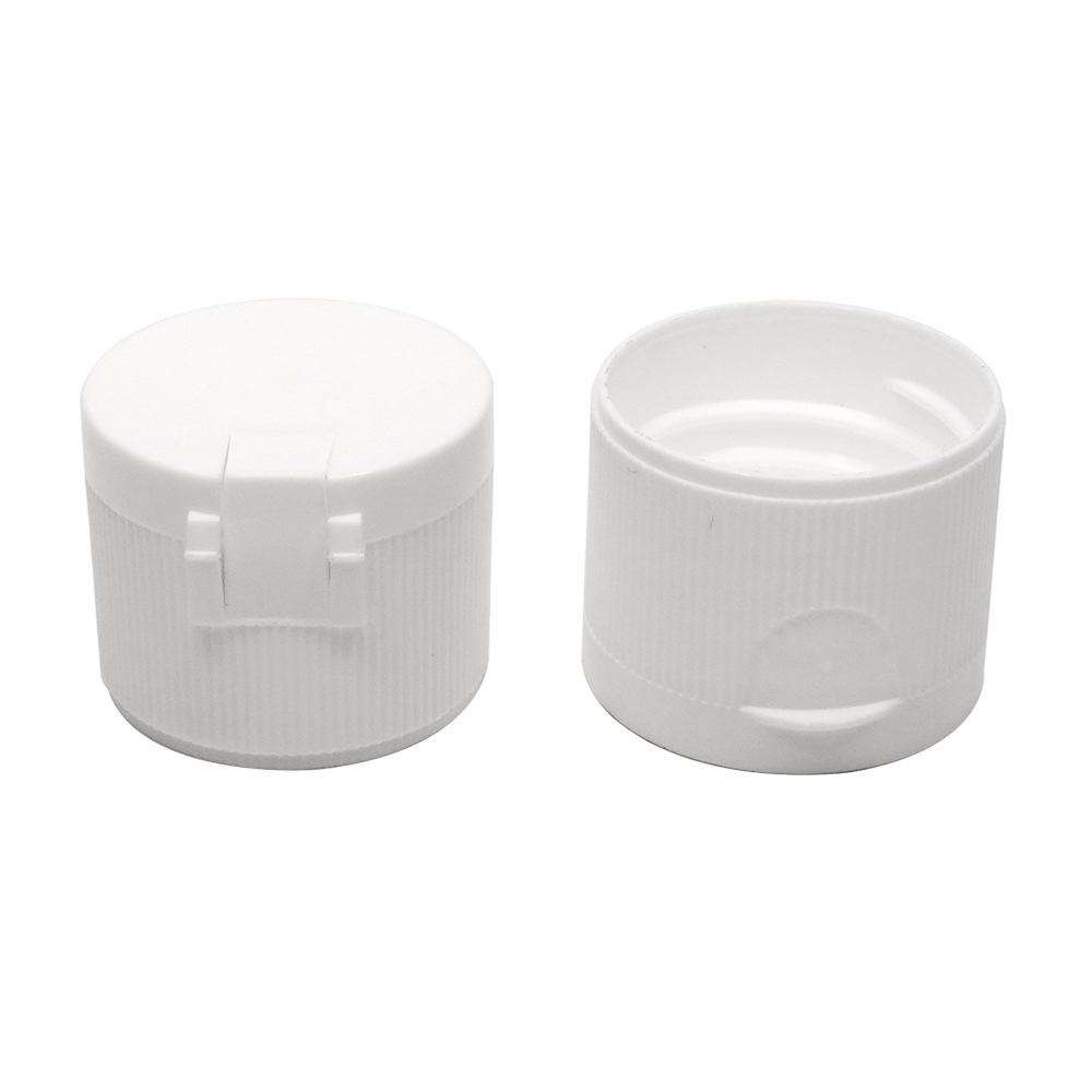28 410 White Ribbed Shampoo Flip Top Cap for Bottle