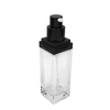 New Product 35ml Cuboid Glass Bottle With Black Cream Pump