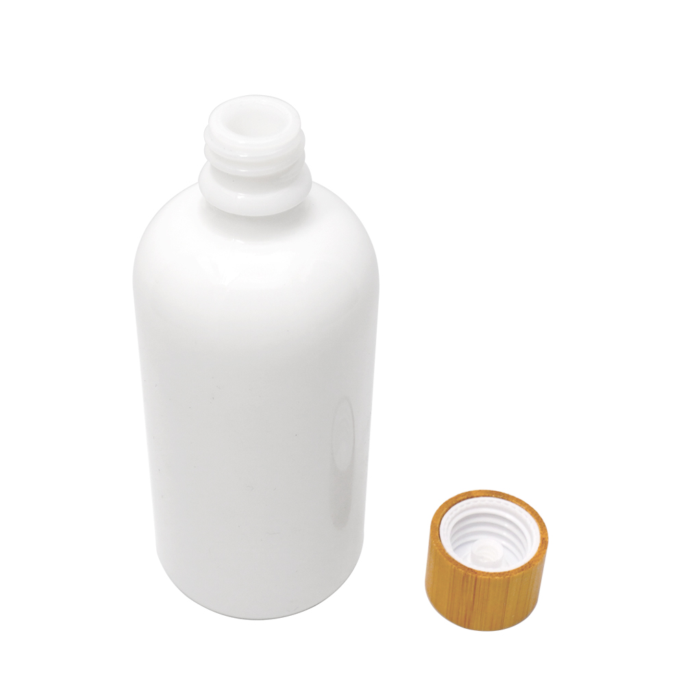 White Porcelain Glass Bottle with Bamboo Cap