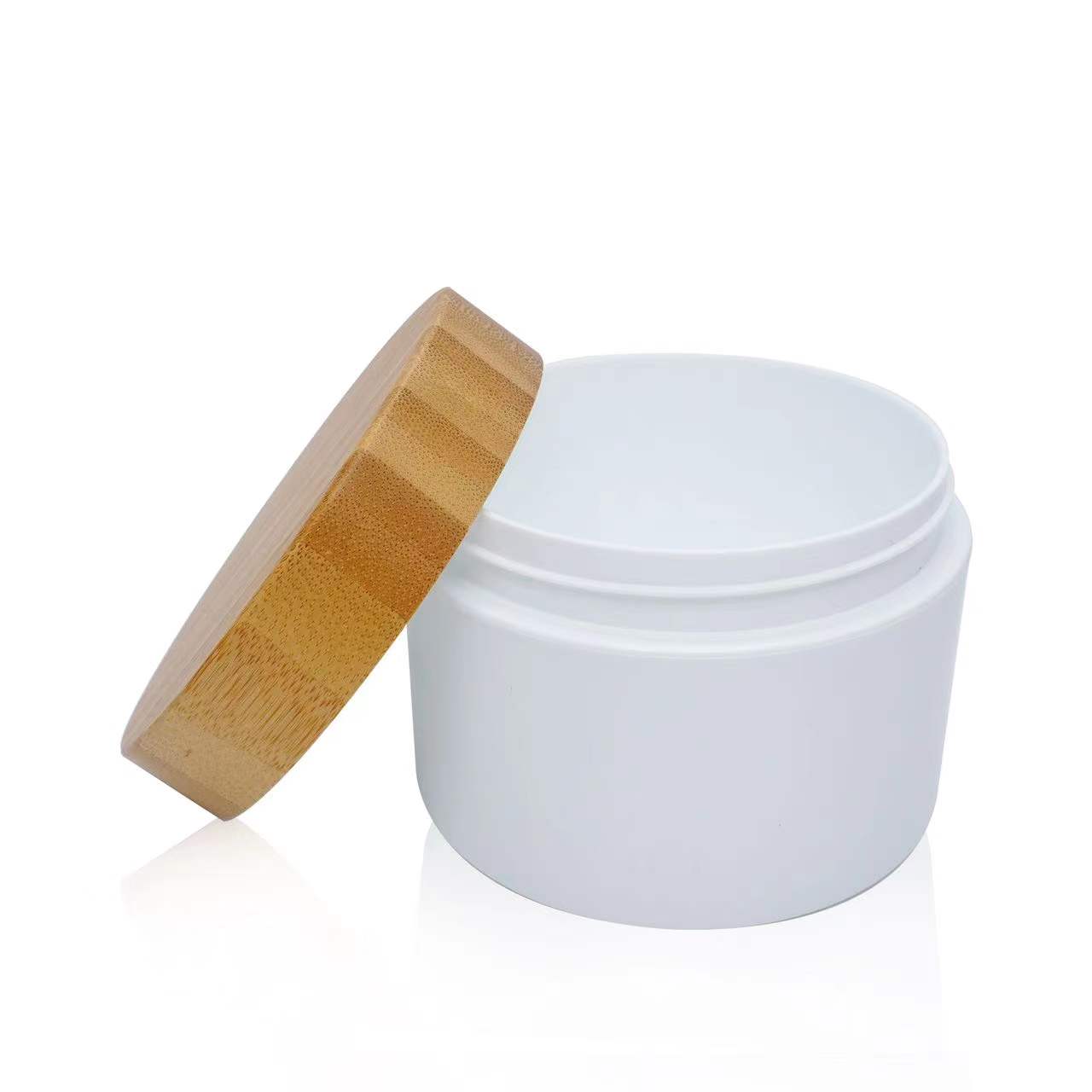 200ml Plastic Cream Jar with Bamboo Lid