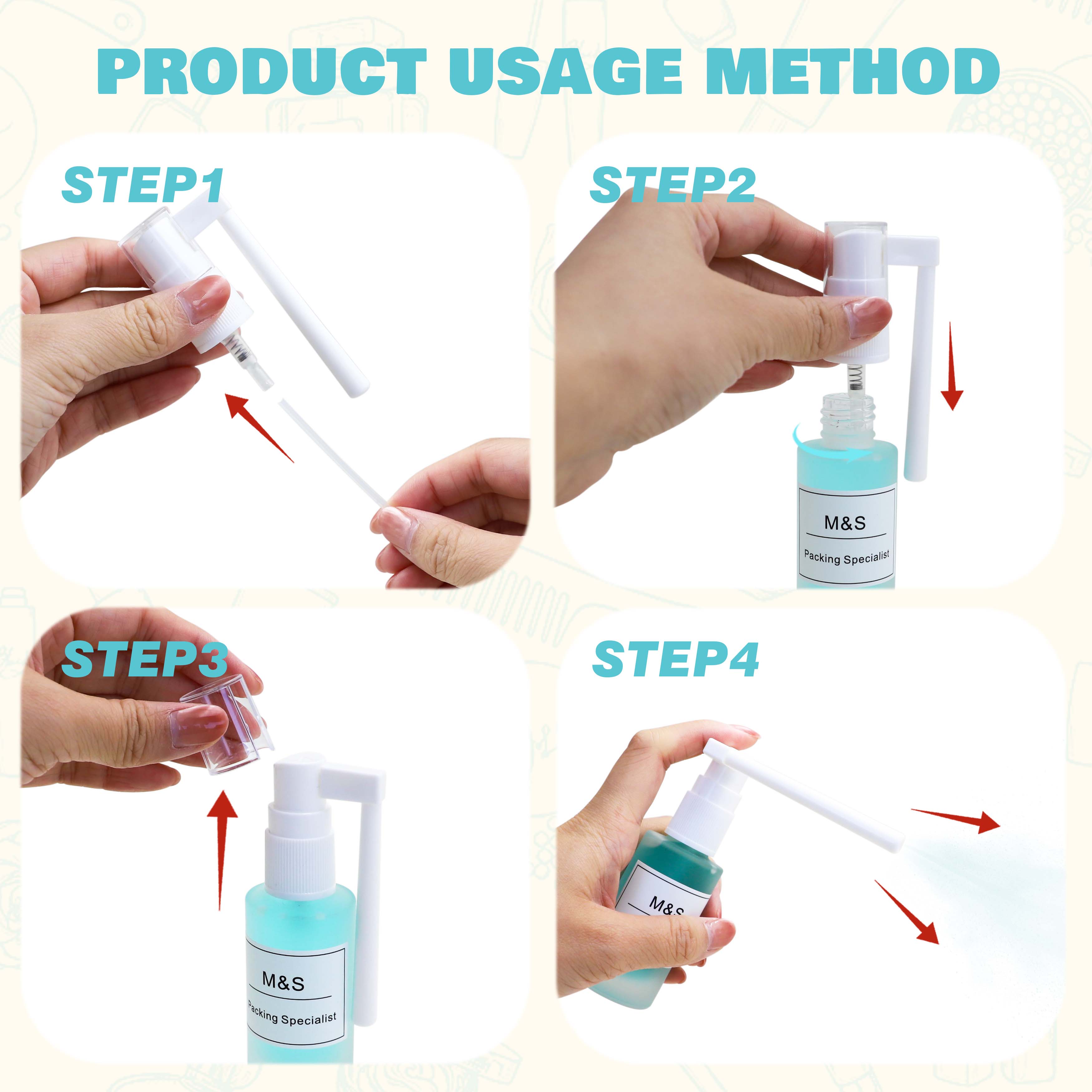 17/410 Catheter Spray Pump with 360° Rotatable Nozzle for Nasal and Oral Cleaning