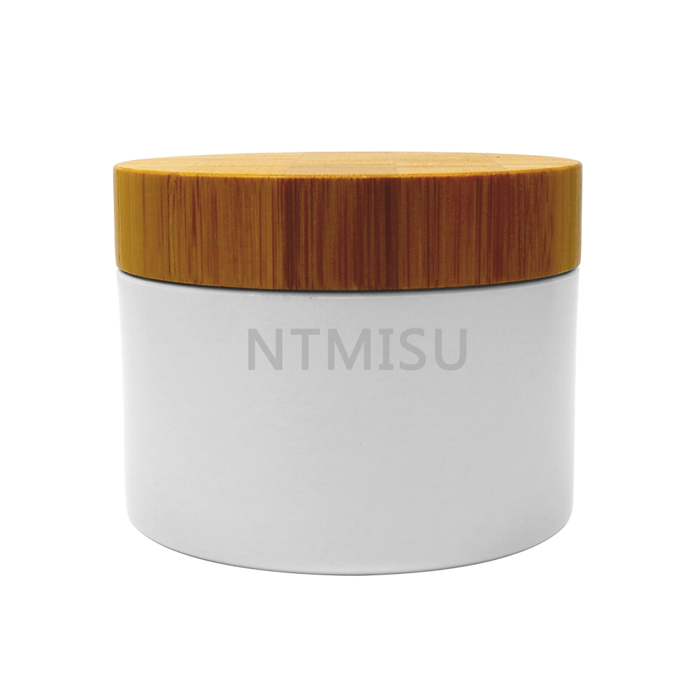 250g Plastic Double Wall Cream Jar with Bamboo Lids for Skin Care