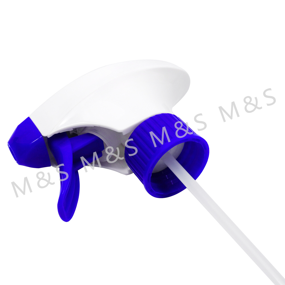 28 410 White and Blue Ribbed Plastic Square Trigger Sprayer Pump
