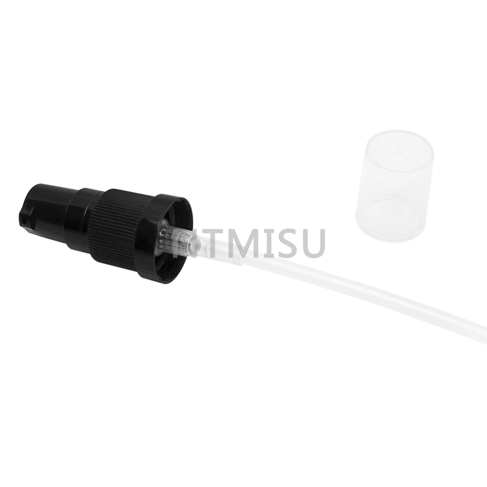 18 415 Black Serum Pump with Ribbed Surface for Bottle