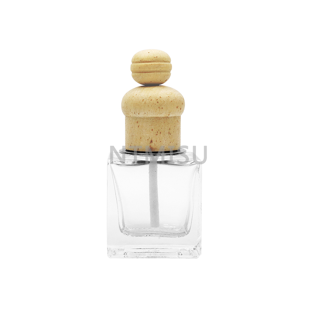 9ml Empty Car Perfume Glass Bottle And Wood Cover with Metal Button