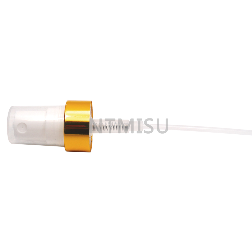 Hot selling 22mm Alumite Shining Golden Closure Sprayer And Natural Clear Dust Cap