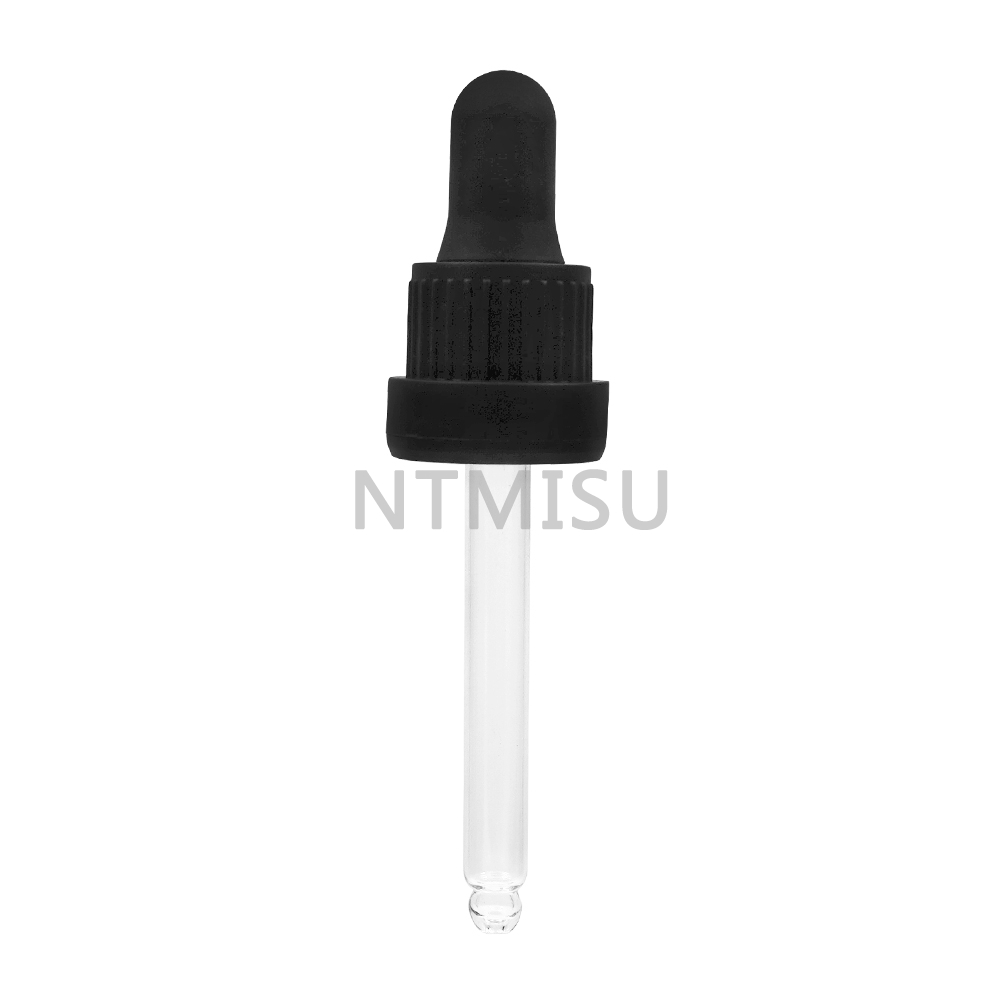 18 410 black ribbed plastic dropper with glass pipette