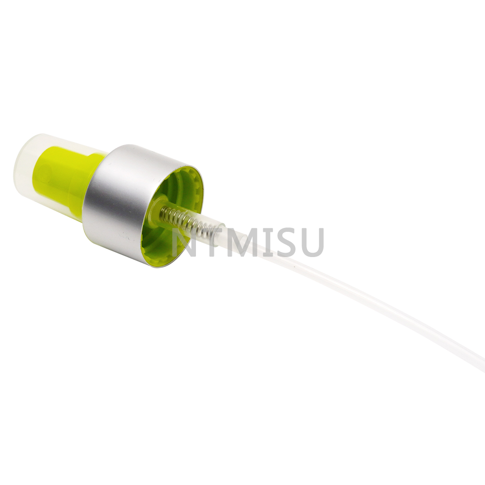 Wholesale 24 410 Light Green Fine Mist Sprayer with Alumite Shining Silver Closure And Dust Cap