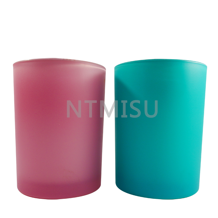 Double Blue And Pink Frosted Glass Aromatherapy Bottle with Gold Inner