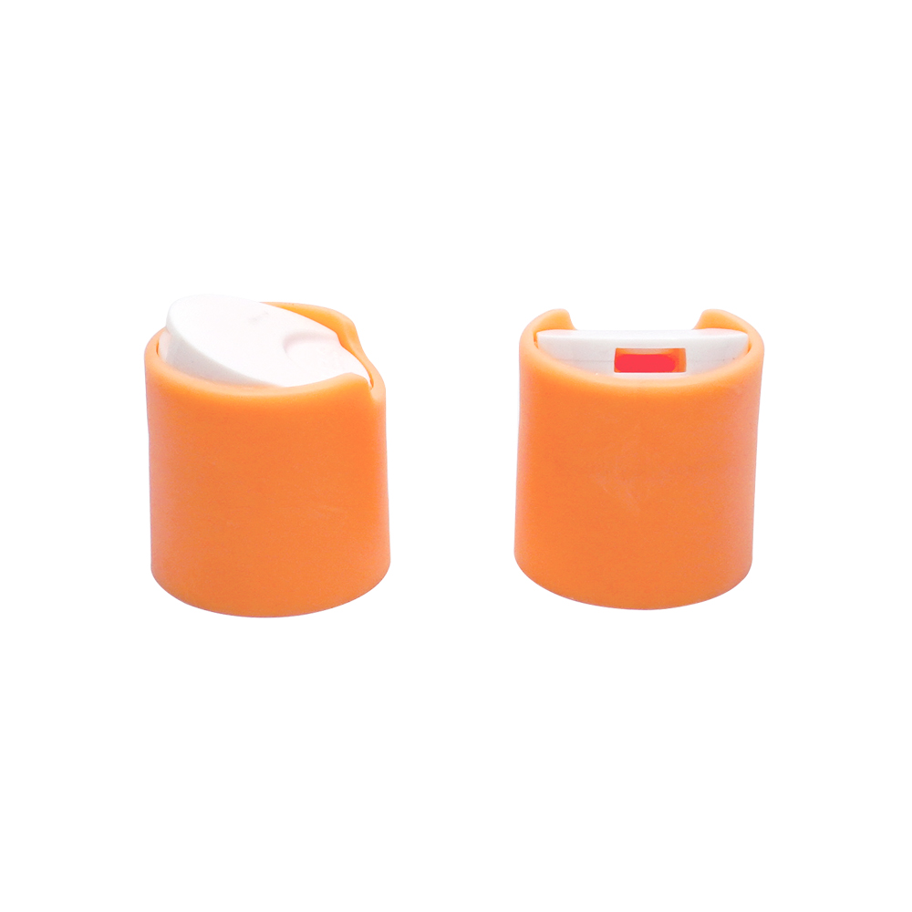 24 410 Orange and White Plastic Smooth Round Disc Top Cap 