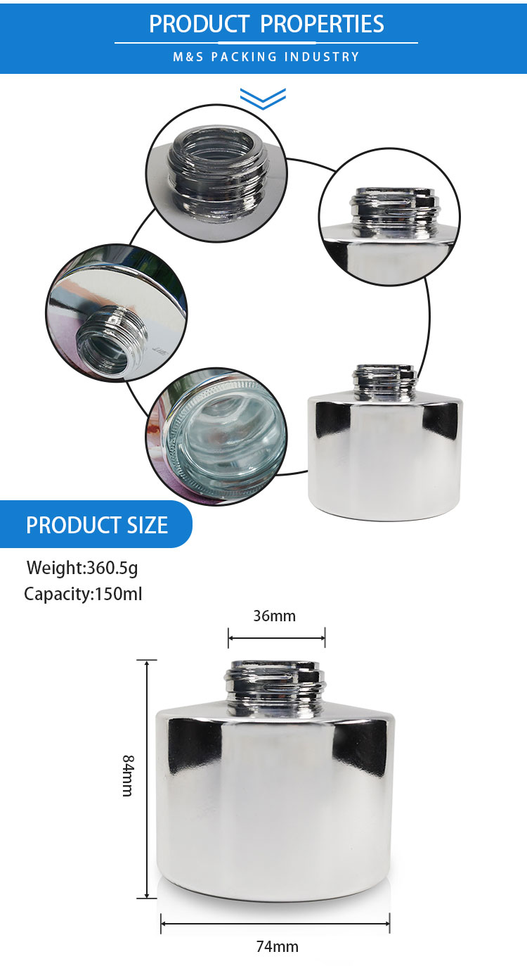 150ml Aromatherapy Sparkling Silver Glass Bottle detail