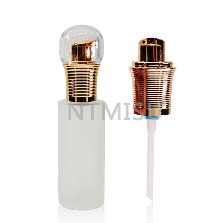 Luxury 18 410 Shiny Golden Bowling Ball Shape Cap Thread Line Cream Pump for Cosmetic Packaging