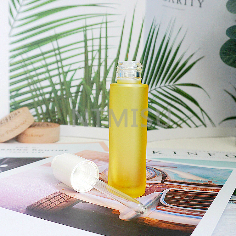 30ml Yellow Frosted Glass Bottle With White Locked Press Dropper