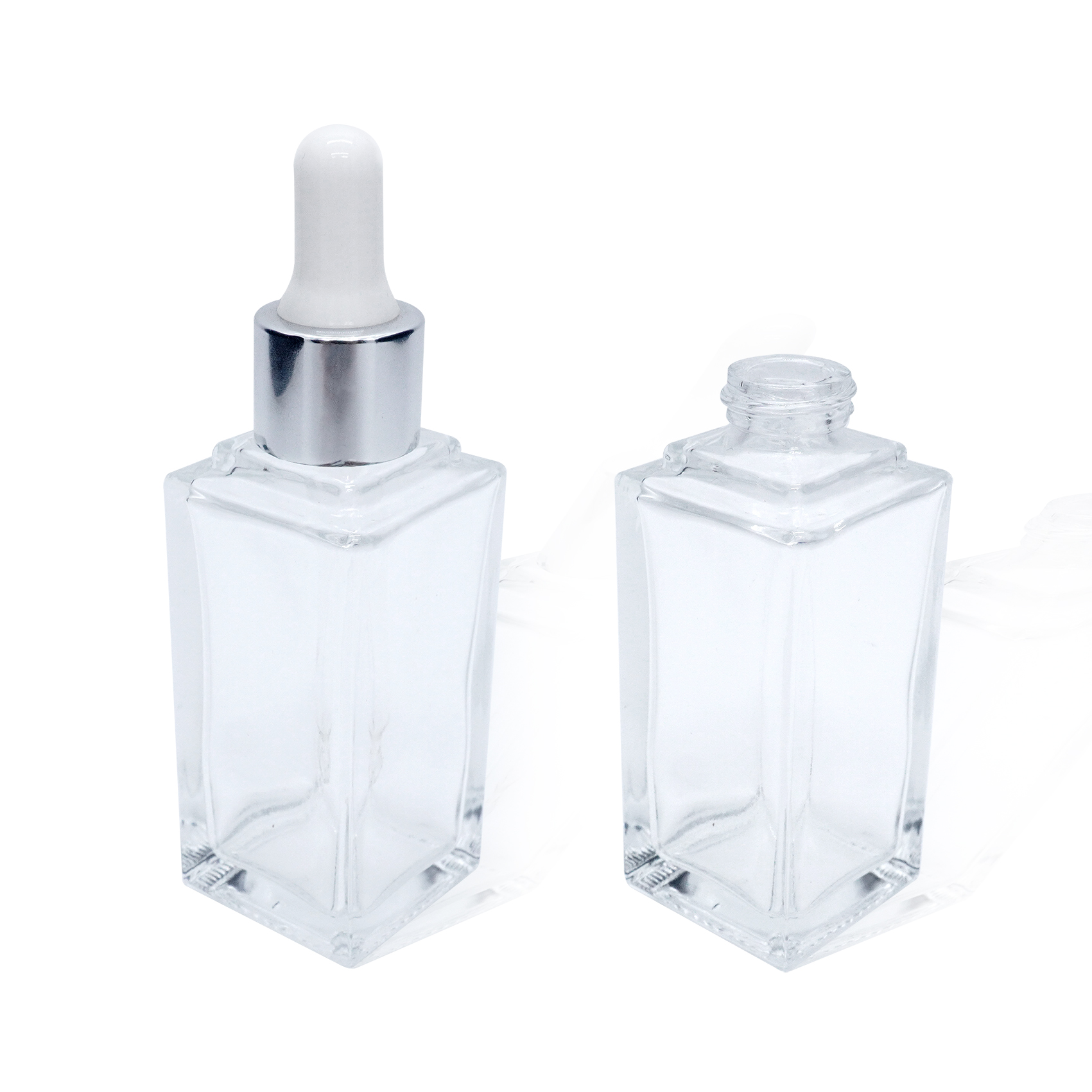 30ml Clear Square Glass Bottle with Dropper