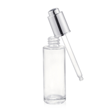 30ml Clear Cylinder Glass Bottle with Aluminum Press Button Dropper