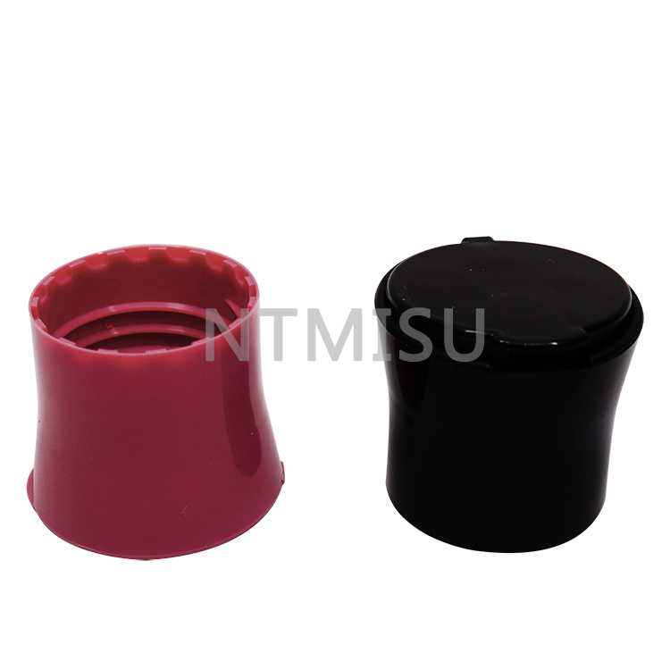 24 410 PP Black And Burgundy Non Spill Bottle Caps For Cosmetic