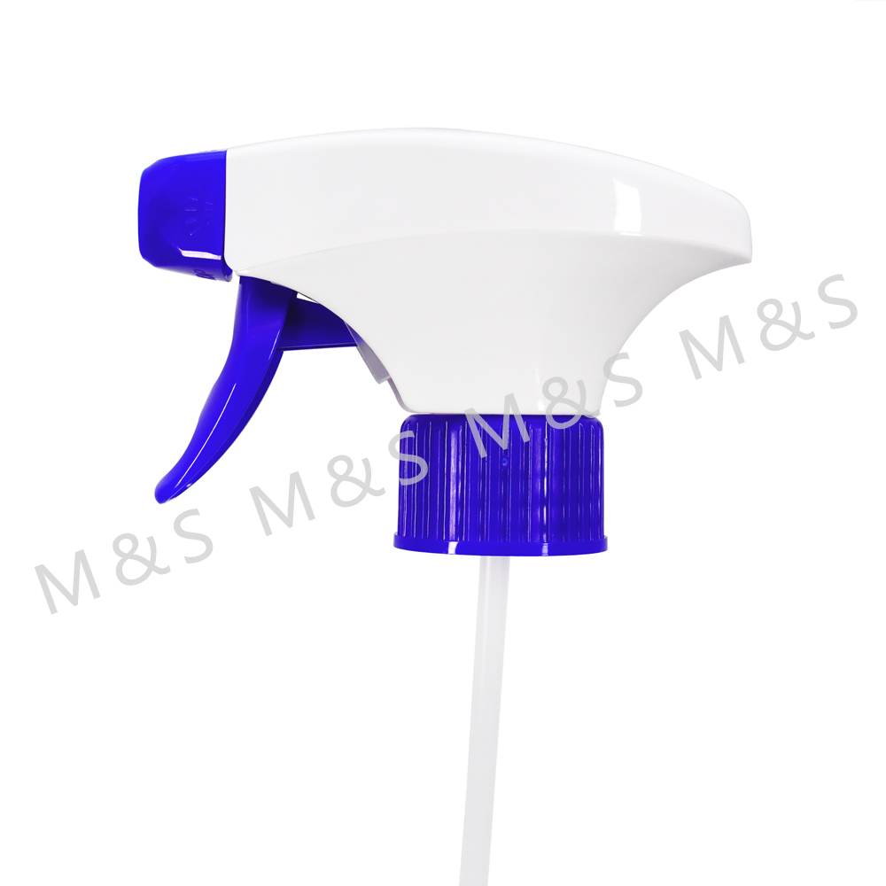 28 410 White and Blue Ribbed Plastic Square Trigger Sprayer Pump