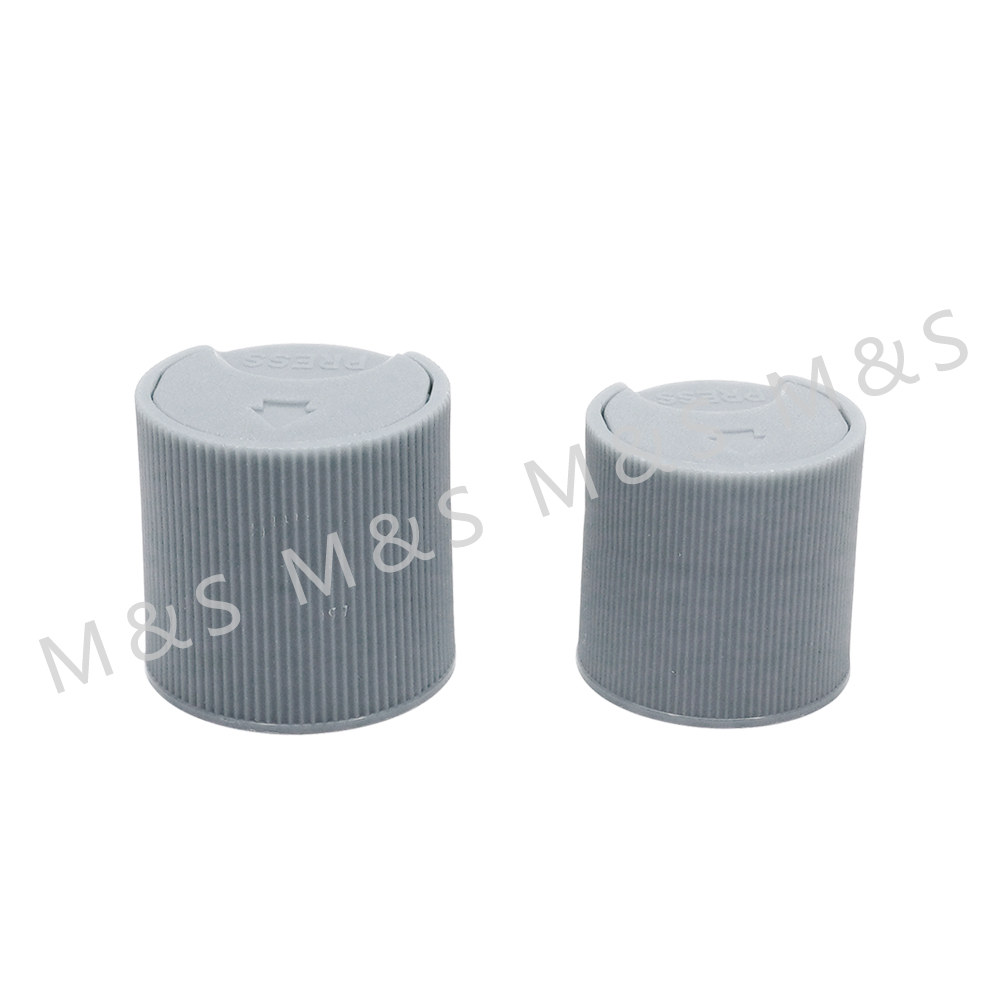  Grey Plastic Ribbed Round Screw Disc Top Cap for Bottle