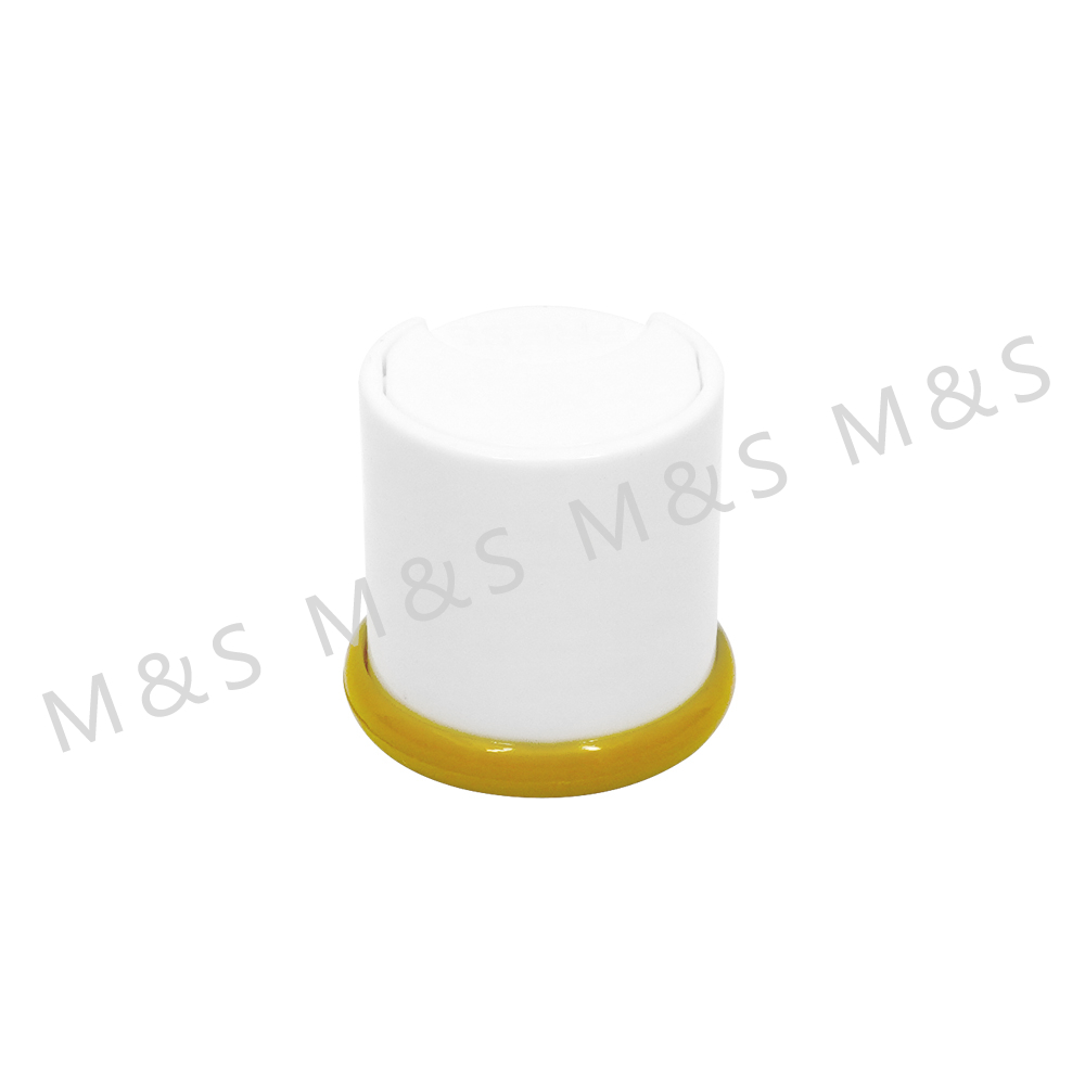 24 410 White and Yellow Plastic Smooth Round Screw Disc Top Cap Lids