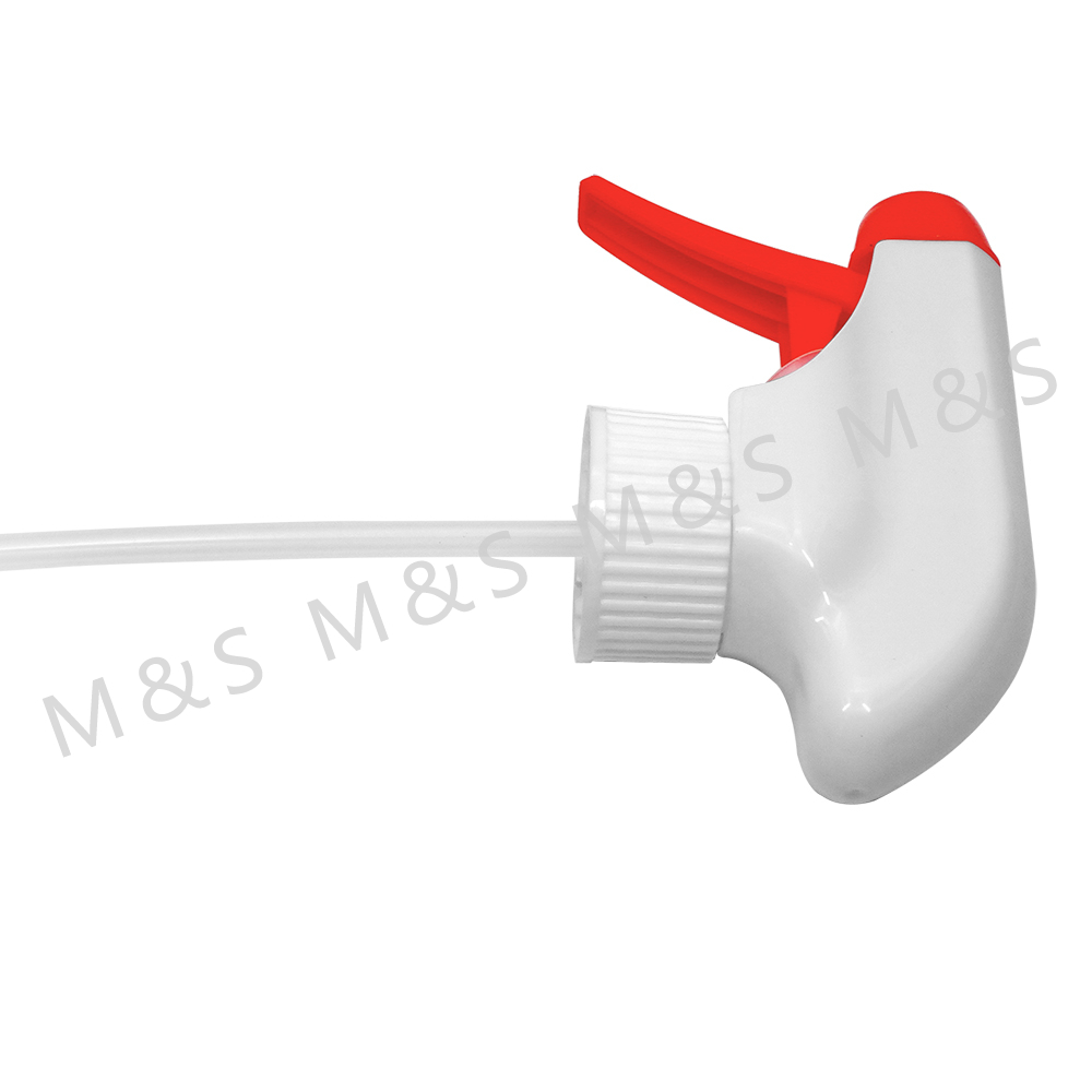 28mm 400 Red and White Ribbed Plastic Hand Trigger Sprayer