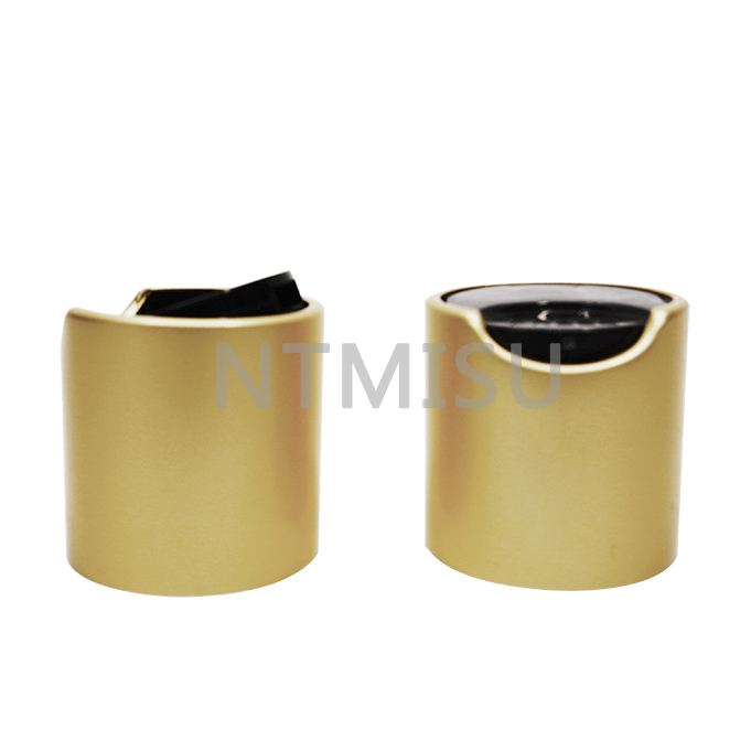 Professional Manufacture 24 410 Matte Black and Gold Aluminum Disc Top Screw Cap