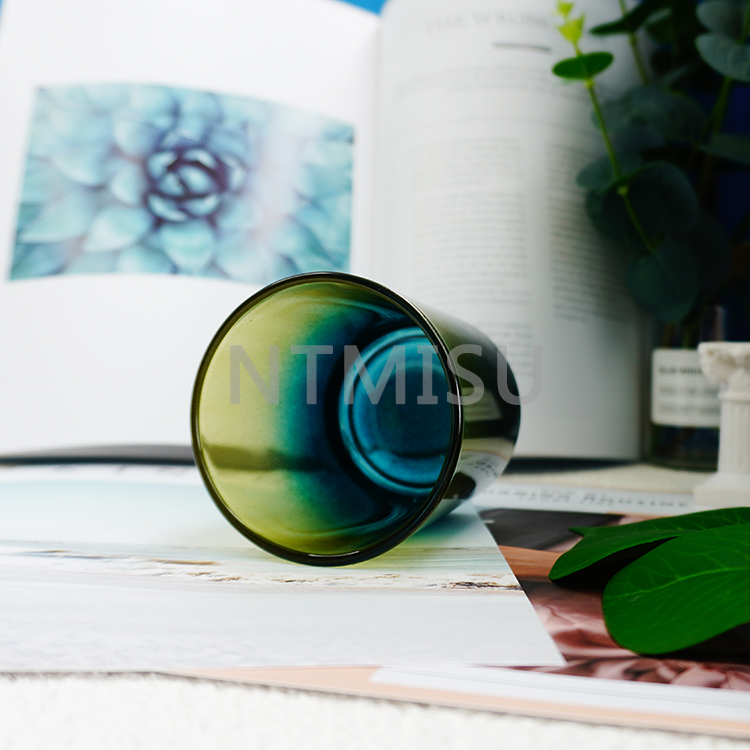 Colorful Black green yellow gradient Variegated Glass Storage Jar Candle glass bottle