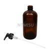 16OZ Amber Boston Round Glass Bottle with Pump