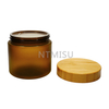 500g Amber Plastic Cream Jar with Bamboo Lids