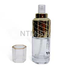 Cosmetic Packaging Luxury 40ml Shiny Gold Lotion Foundation Bottle with Cream Pump