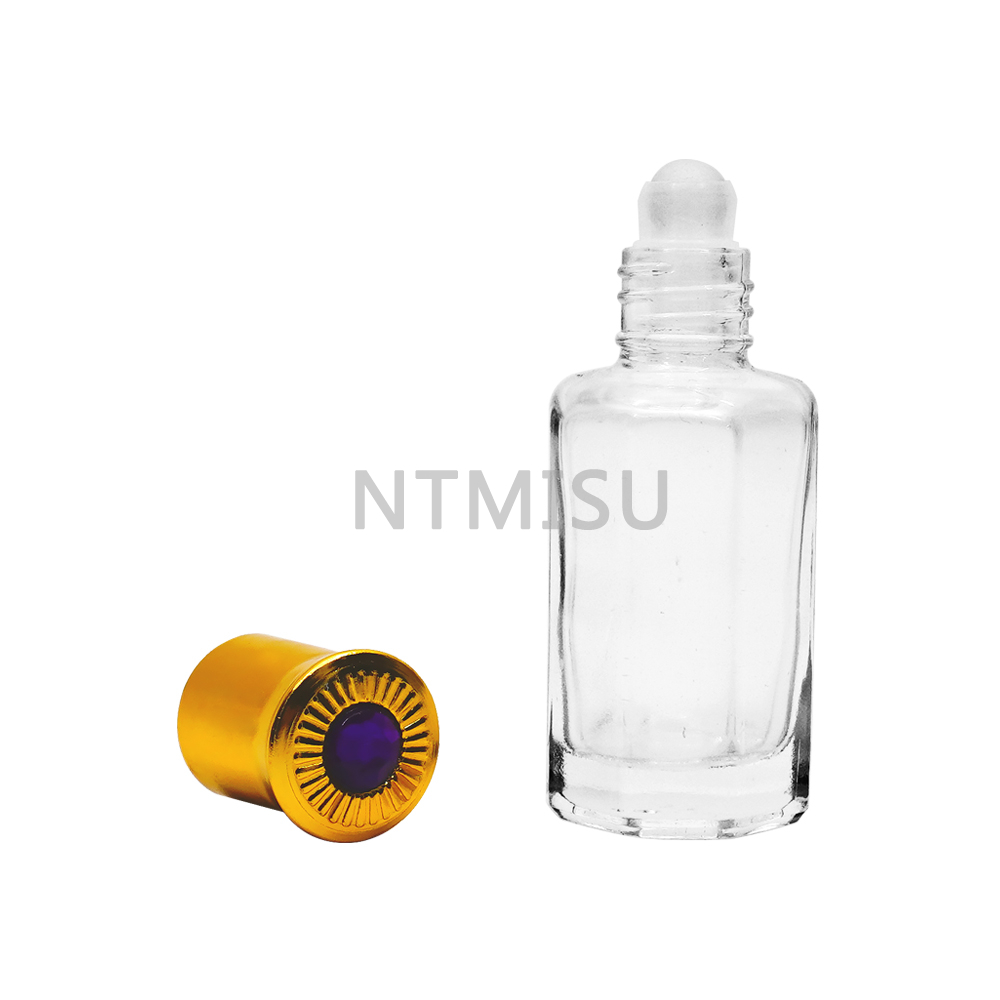 13ml Roller Ball Glass Bottle With Shiny Gold Cap
