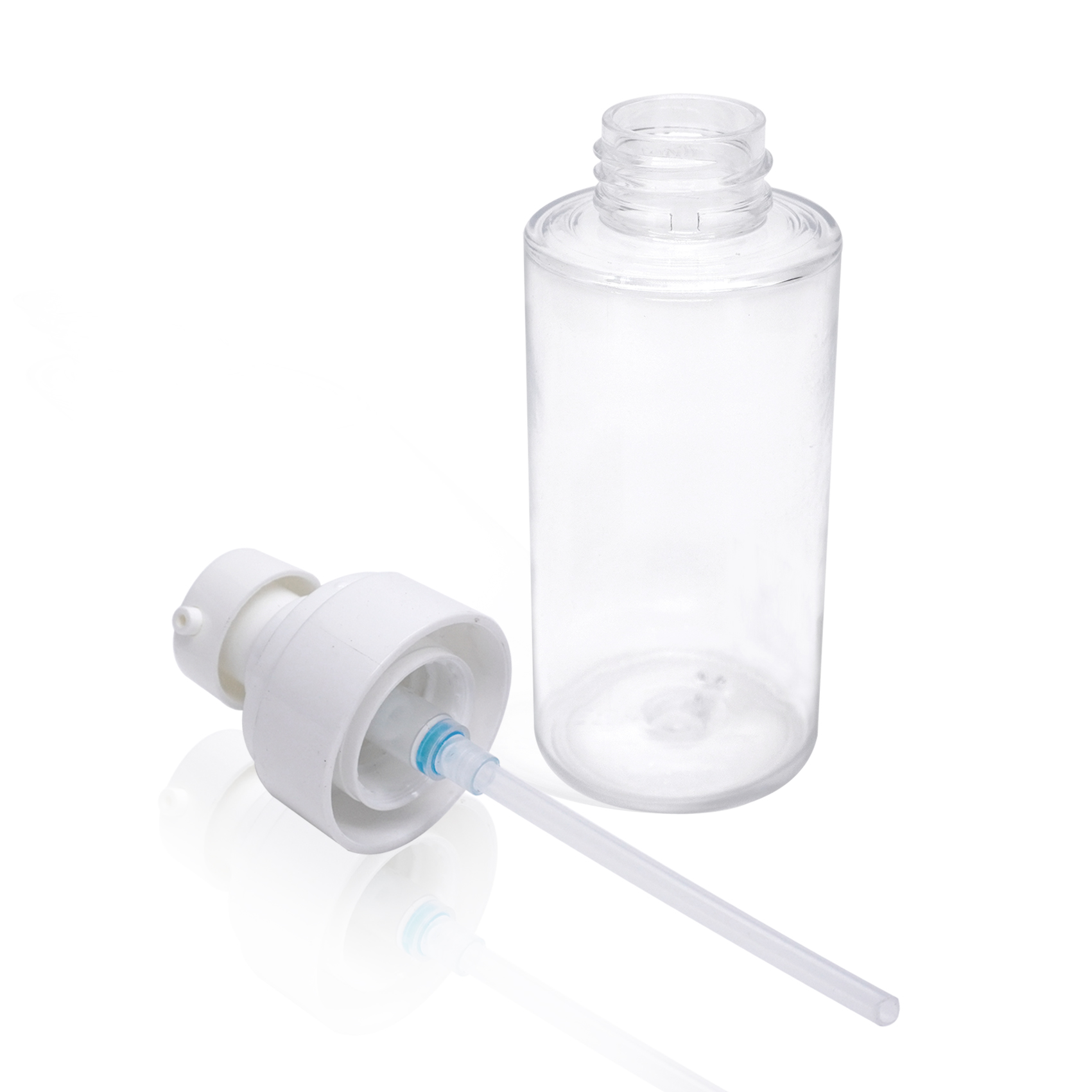 Clear Bottle with Outside Spring Lotion Sprayer Pump