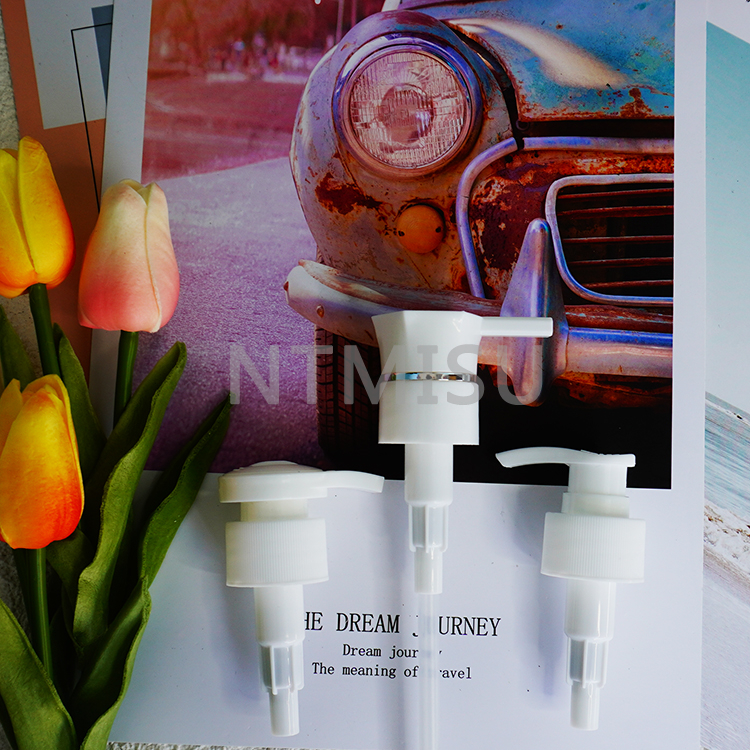 28 410 Batch Custom white shining silver line lotion pump for screw bottle