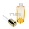 Luxury 30ml Orange Square Glass Bottle with Gold Aluminum Press Dropper