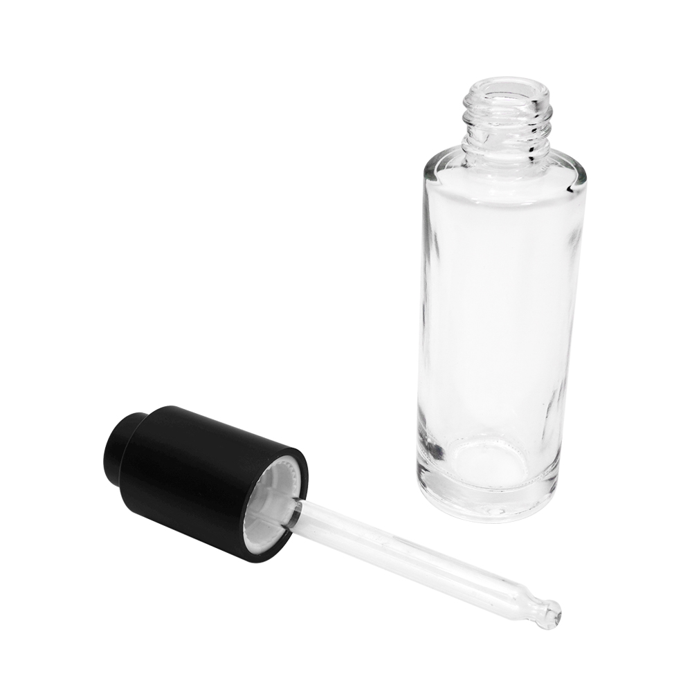 35ml Glass Bottle with18 410 Matte Black Push Button Dropper