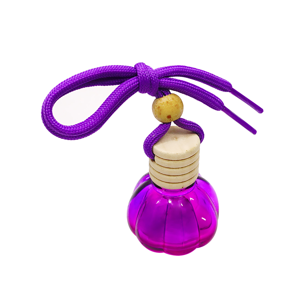 15ml Hanging Car Purple Glass Perfume Bottle with Wooden Cap