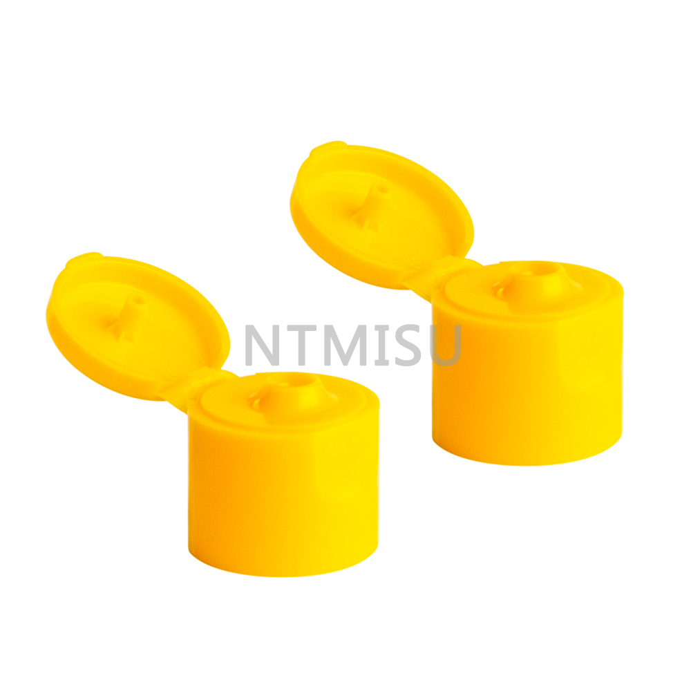 Yellow Plastic Flip Top Cap for Cosmetic Bottle
