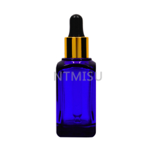 High Quality Blue Square 15ml Glass Essential Oil Bottle With Silicone Dropper