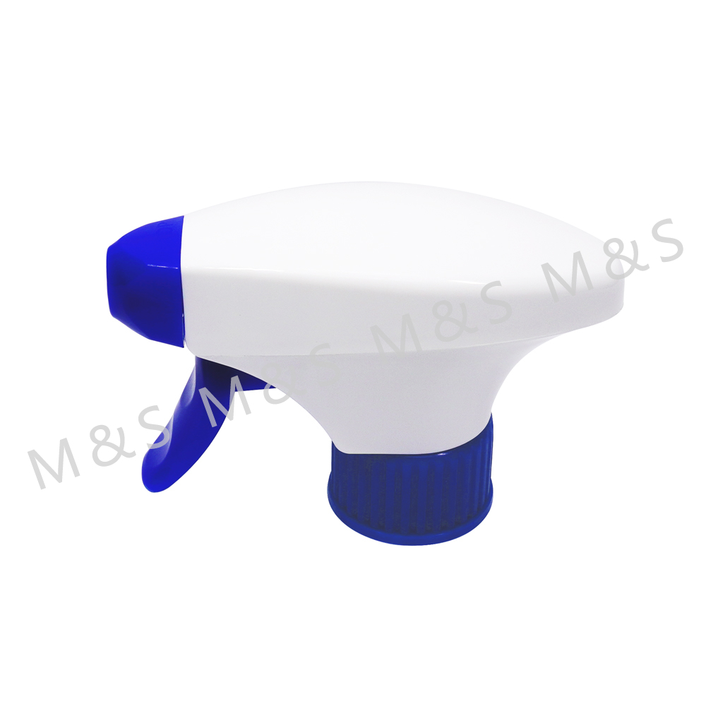 28 410 White and Blue Ribbed Plastic Square Trigger Sprayer Pump
