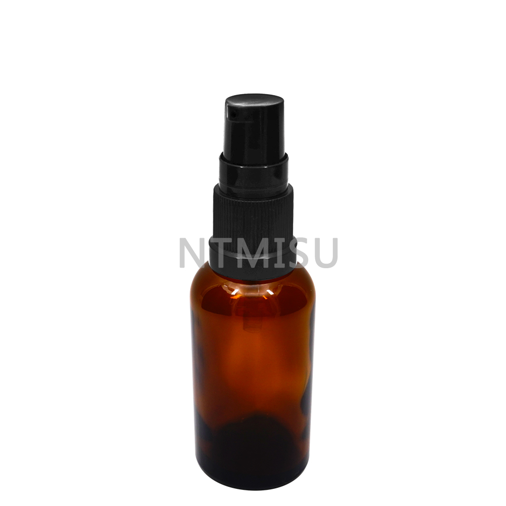 18 415 Black Serum Pump with Ribbed Surface for Bottle
