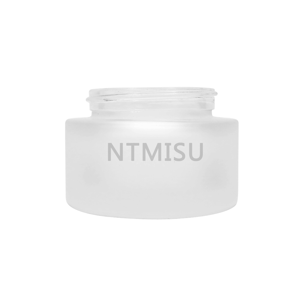 50g Frosting Glass Cream Jar with Bamboo Lids for Skin Care