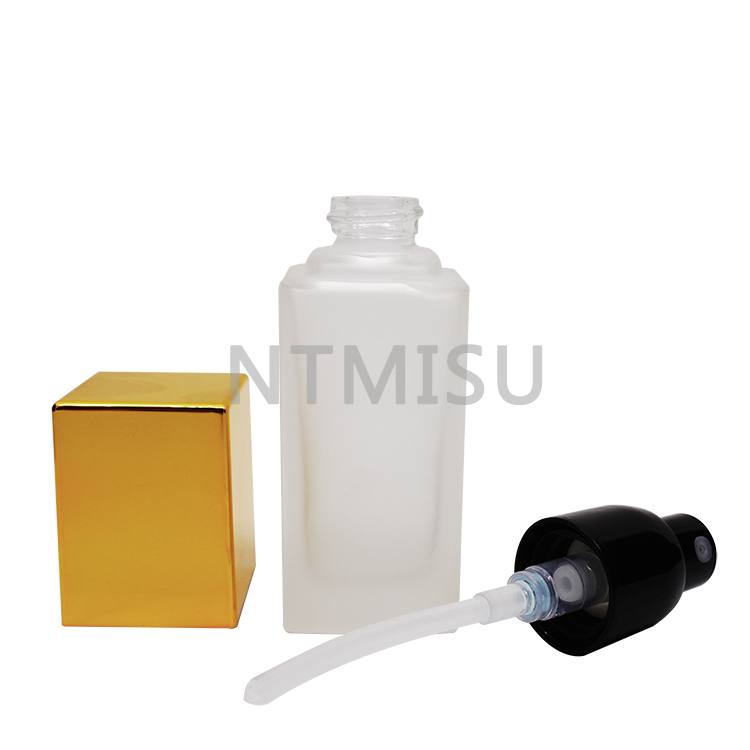 Hot Selling 30ml Cuboid Glass Bottle with Black Bottle Fine Mist Sprayer