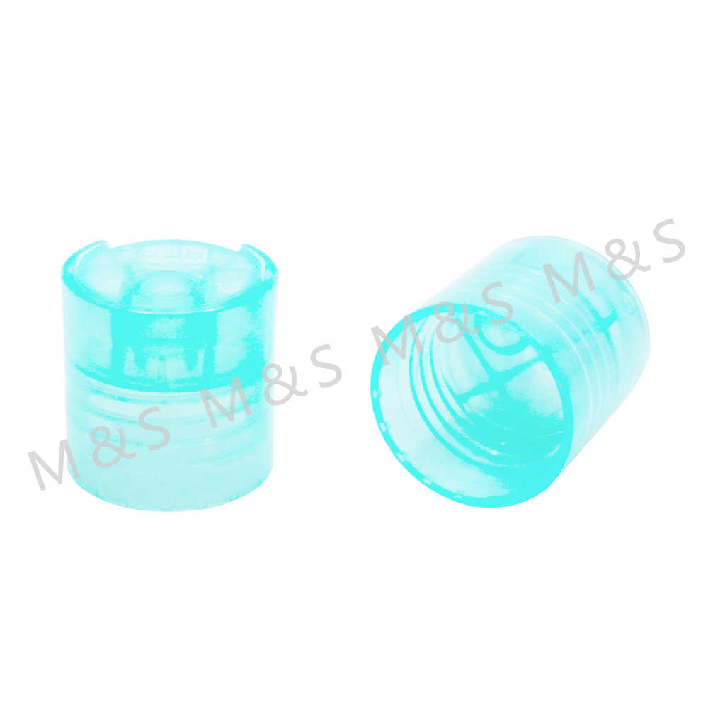 24mm Transparent Blue Disc Top Cap for Cosmetic Industry