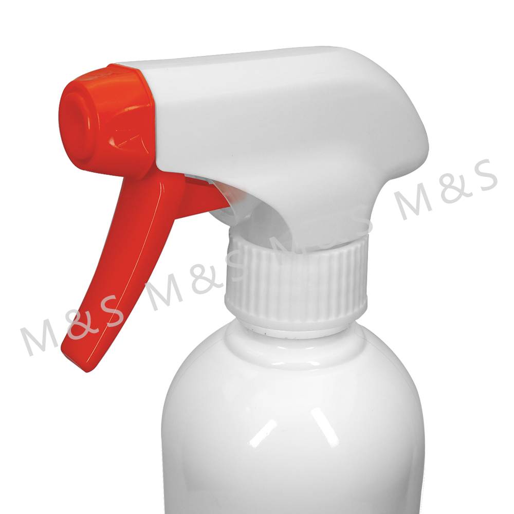 28mm 400 Red and White Ribbed Plastic Hand Trigger Sprayer