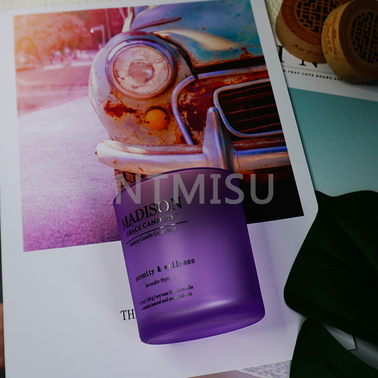 Purple candle cup custom aromatherapy glass bottle candle container crafts