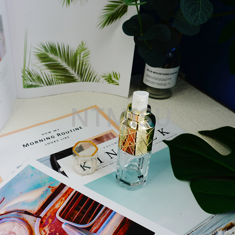 Good Price 60ml Diamond Pattern Shining Golden Essence Bottle Sets