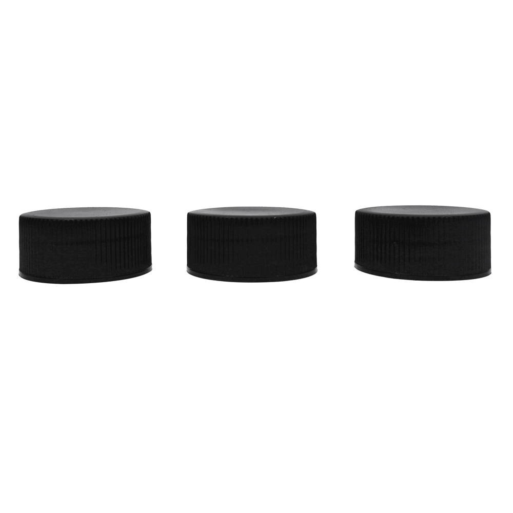 36 410 Black Round Plastic Ribbed Screw Top Cap for Bottle