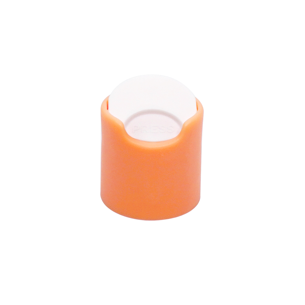 24 410 Orange and White Plastic Smooth Round Disc Top Cap 
