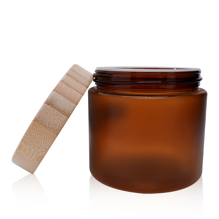 500ml Amber PET Cans Cream Bottles And Bamboo Covers
