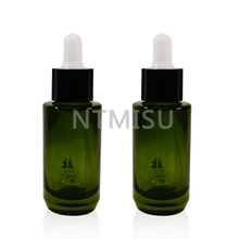 30ml 1oz Emerald Green Flat shoulder dropper bottle Sets with Black Silicone Dropper